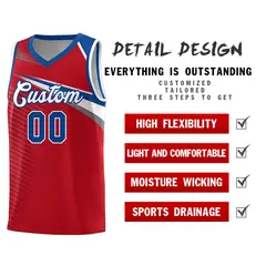 Red White Chest Color Block Basketball Uniform Jersey 5