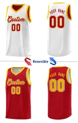 Red White Chest Slash Double Side Sports Basketball Jersey 3