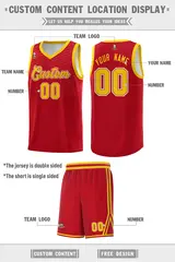 Red White Chest Slash Double Side Sports Basketball Jersey 4
