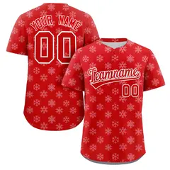 Red White Christmas Graffiti Striped Baseball Jersey 1