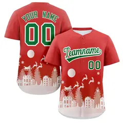 Red White Christmas Graffiti Striped Baseball Jersey