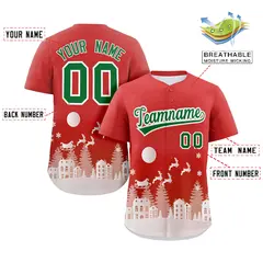 Red White Christmas Graffiti Striped Baseball Jersey 2