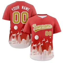 Red White Christmas Graffiti Striped Baseball Jersey