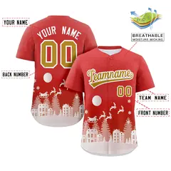 Red White Christmas Graffiti Striped Baseball Jersey 2