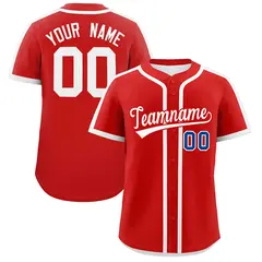 Red White Classic Authentic Baseball Jersey