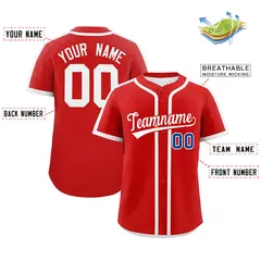 Red White Classic Authentic Baseball Jersey 2