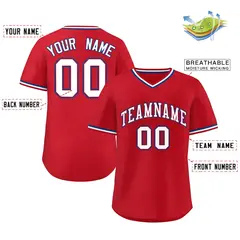 Red White Classic Authentic Pullover Baseball Jersey 2