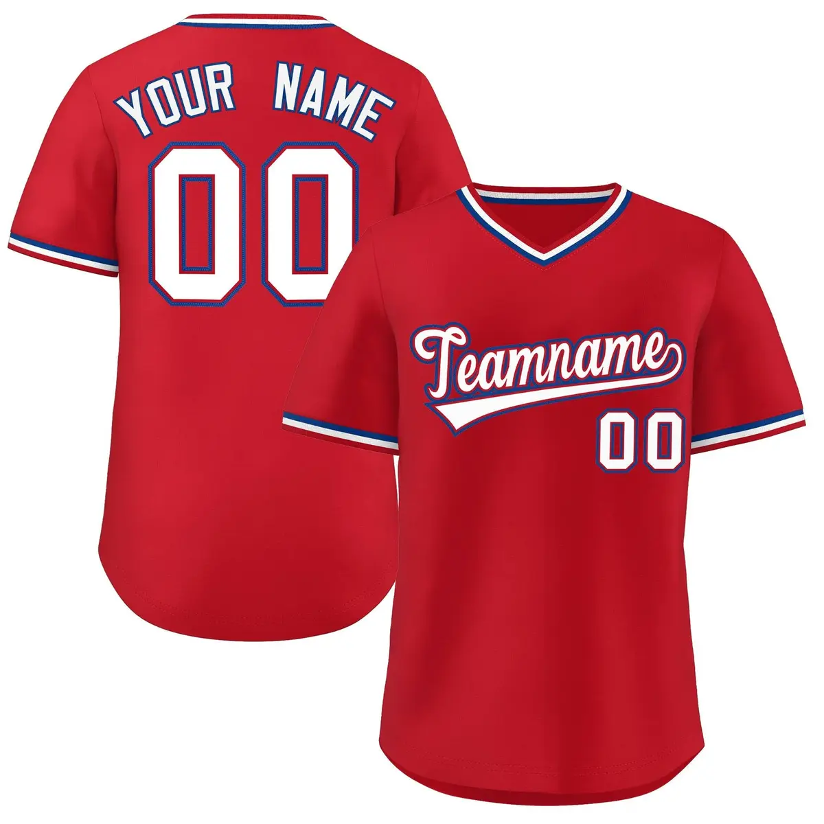 Red White Classic Authentic Pullover Baseball Jersey