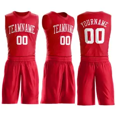Red White Classic Basketball Jersey Set 2