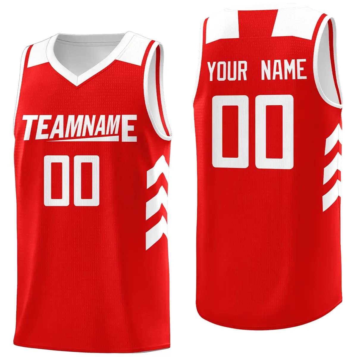Red White Classic Casual Men Basketball Jersey
