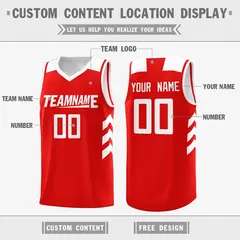 Red White Classic Casual Men Basketball Jersey 2