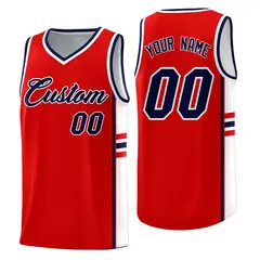 Red White Classic Color Block Uniform Basketball Jersey 1