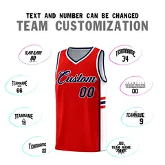 Red White Classic Color Block Uniform Basketball Jersey 4