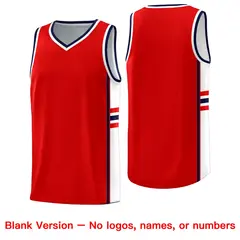 Red White Classic Color Block Uniform Basketball Jersey 6