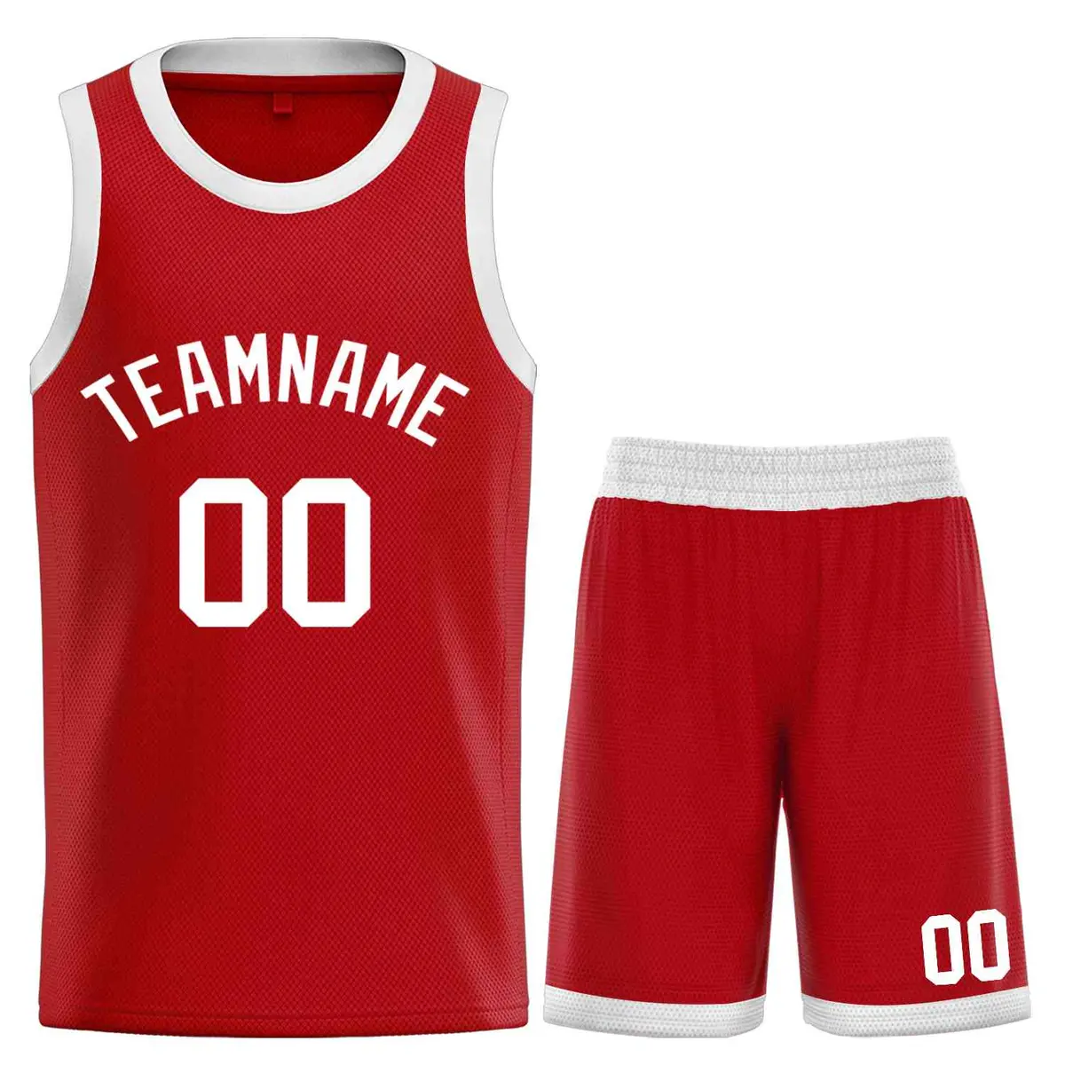 Red White Classic Curved Sets Basketball Jersey
