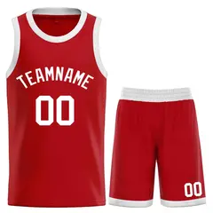 Red White Classic Curved Sets Basketball Jersey