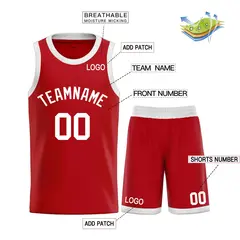 Red White Classic Curved Sets Basketball Jersey 3