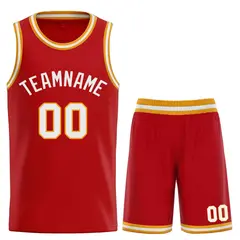 Red White Classic Curved Sets Basketball Jersey 1