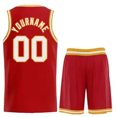 Red White Classic Curved Sets Basketball Jersey 2