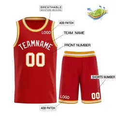 Red White Classic Curved Sets Basketball Jersey 3
