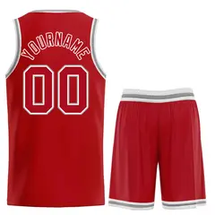 Red White Classic Curved Sets Basketball Jersey 2