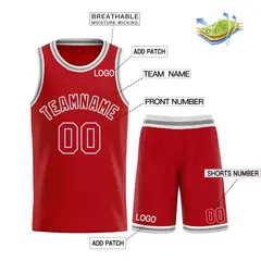 Red White Classic Curved Sets Basketball Jersey 3
