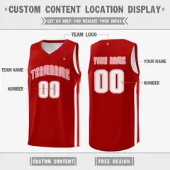 Red White Classic Fashion Sportwear Basketball Jersey 2