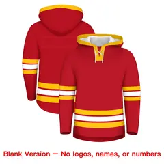 Red White Classic Lace-Up Neck Hockey Hoodie 7