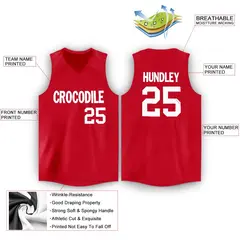 Red White Classic Men/Boy Athletic Basketball Jersey 2