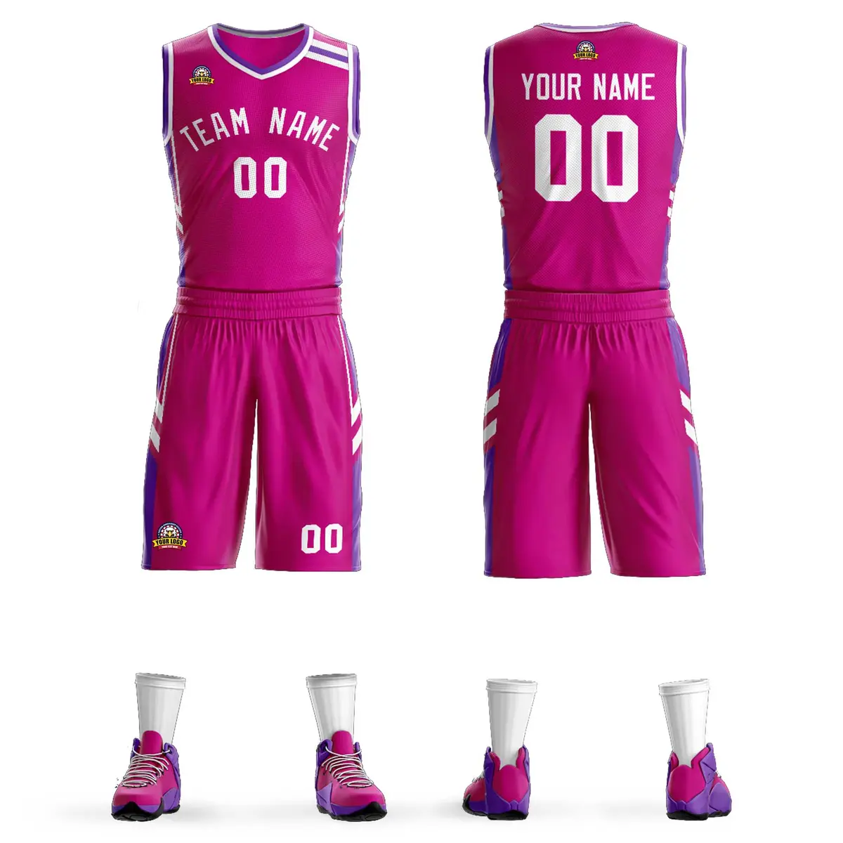 Red White Classic Mesh Basketball Jersey Sets
