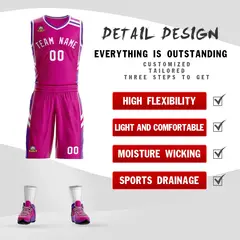 Red White Classic Mesh Basketball Jersey Sets 2