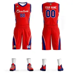 Red White Classic Mesh Basketball Jersey Sets
