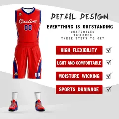 Red White Classic Mesh Basketball Jersey Sets 2