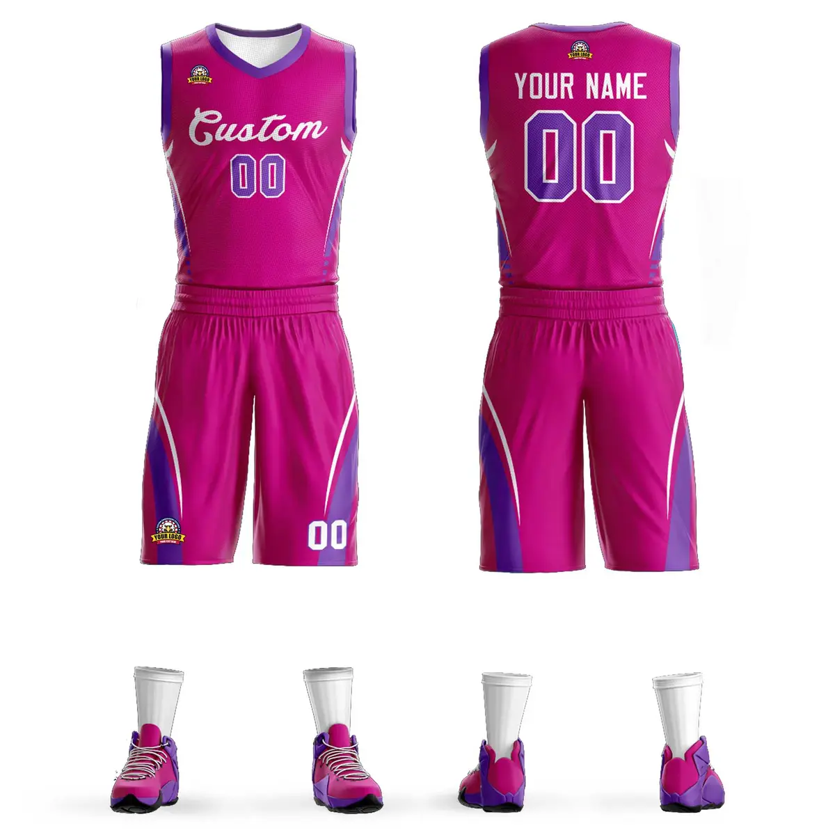 Red White Classic Mesh Basketball Jersey Sets