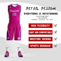 Red White Classic Mesh Basketball Jersey Sets 2