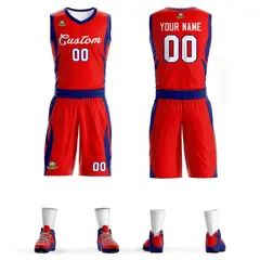 Red White Classic Mesh Basketball Jersey Sets