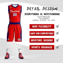 Red White Classic Mesh Basketball Jersey Sets 2