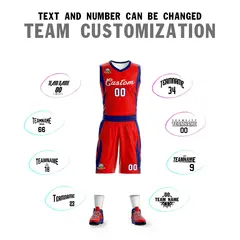 Red White Classic Mesh Basketball Jersey Sets 4