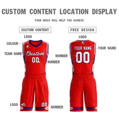 Red White Classic Mesh Basketball Jersey Sets 3