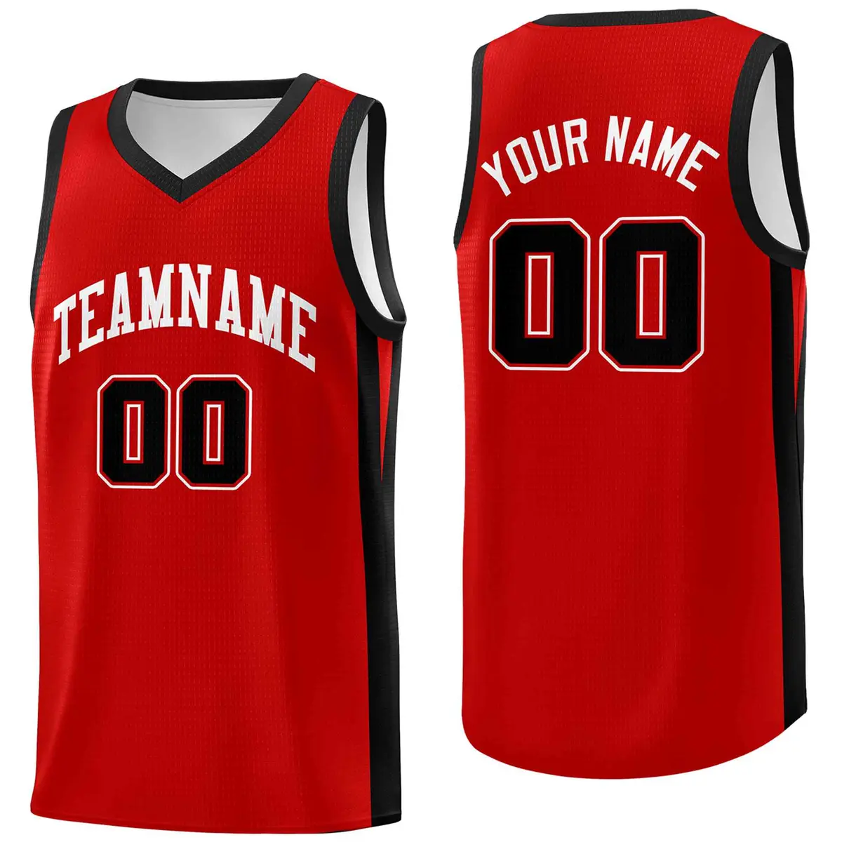 Red White Classic Mesh Sport Basketball Jersey