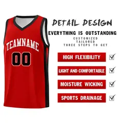 Red White Classic Mesh Sport Basketball Jersey 4
