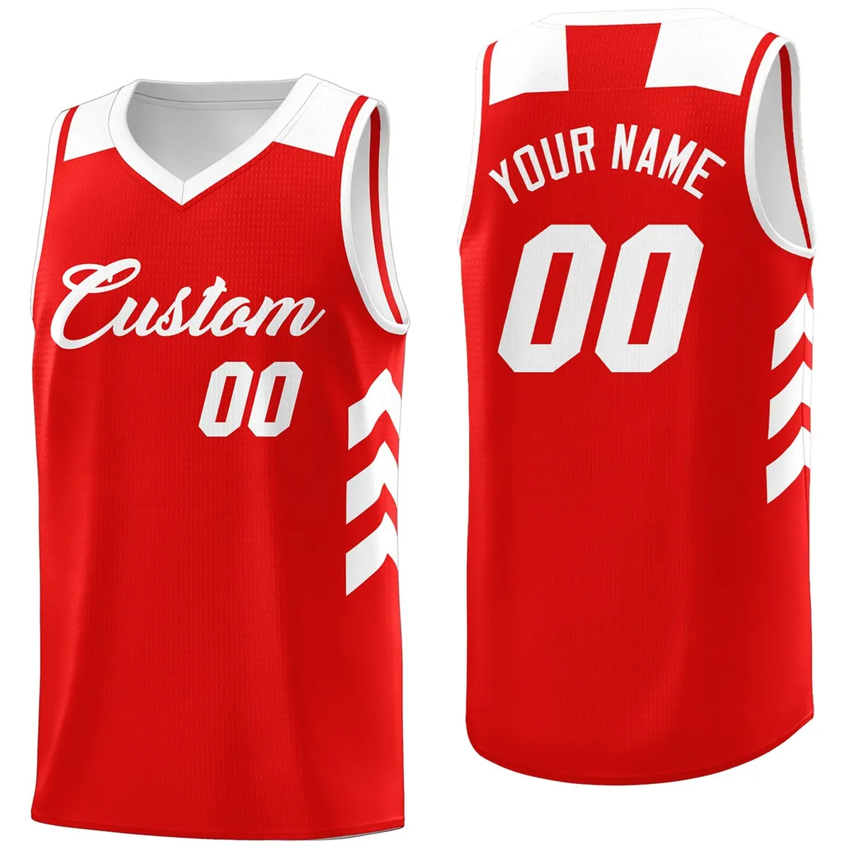 Red White Classic Mesh Sport Basketball Jersey