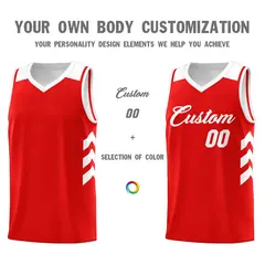 Red White Classic Mesh Sport Basketball Jersey 3