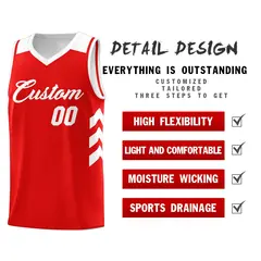 Red White Classic Mesh Sport Basketball Jersey 4