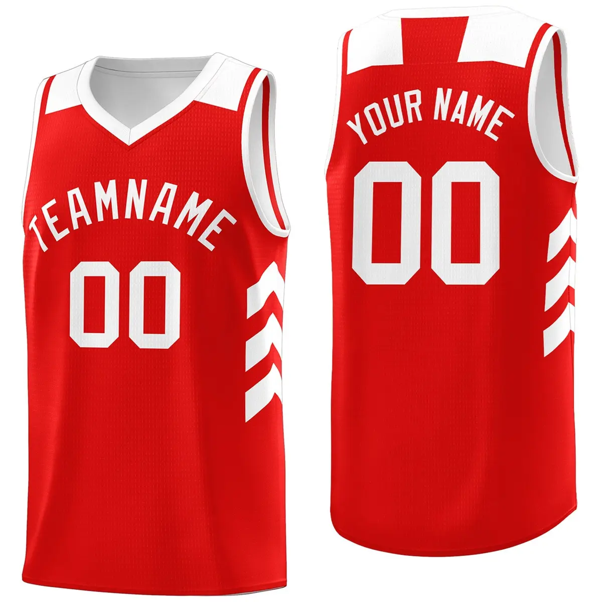 Red White Classic Mesh Sport Basketball Jersey