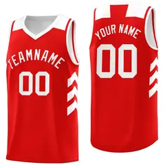 Red White Classic Mesh Sport Basketball Jersey