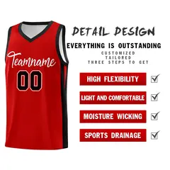 Red White Classic Mesh Sport Basketball Jersey 4