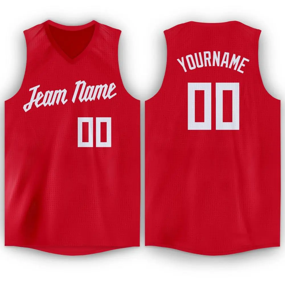 Red White Classic Sport Game Basketball Jersey
