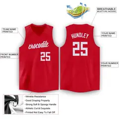 Red White Classic Sport Game Basketball Jersey 2