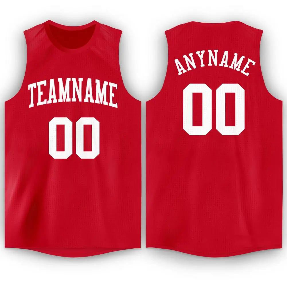 Red White Classic Sport Game Basketball Jersey